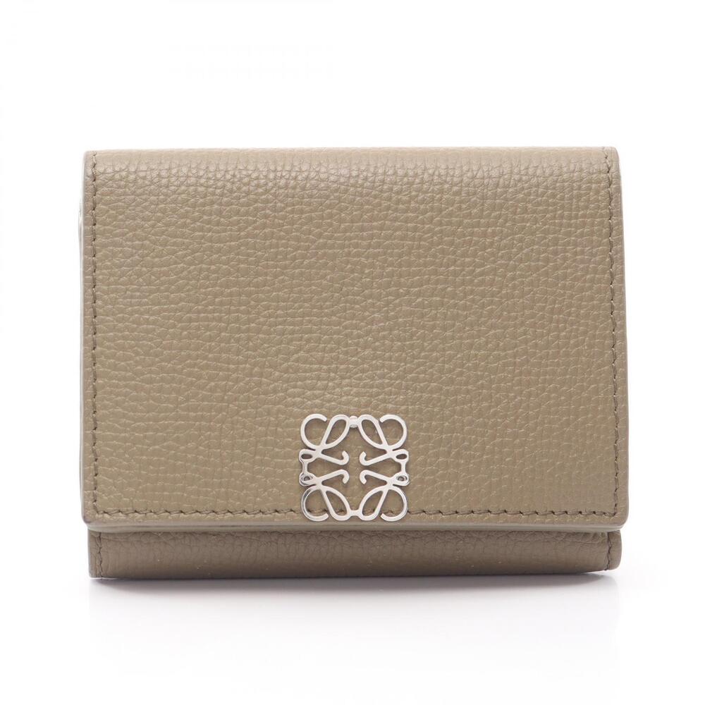 Loewe Anagram Trifold Wallet Leather Beige Tan